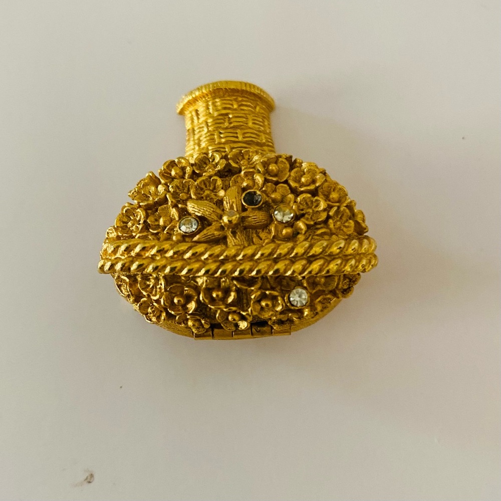 Vintage Avon Perfume/ Easter Basket of Flowers Design Brooch.